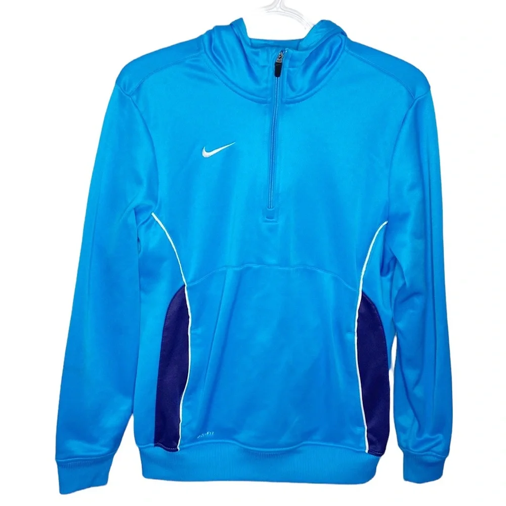 Nike dri-fit fleece lined quarter zip pocketed hoodie size L